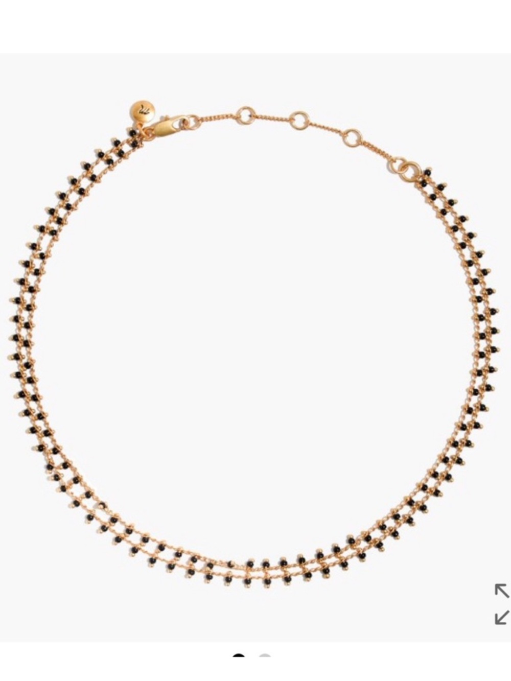 Madewell Beadlink Gold Black Seed Beads Choker Necklace Double Layer